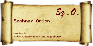 Szohner Orion névjegykártya
